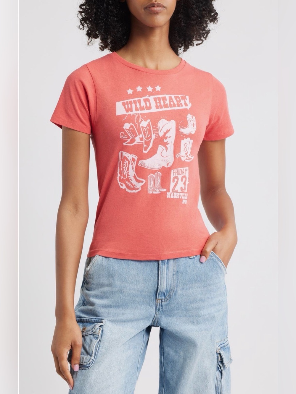 GOLDEN HOUR Wild Heart Cotton Graphic T-Shirt Large NEW